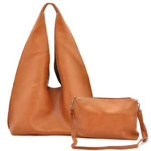 2in1 Borsa + borsetta omaggio GYOIAMEA firmata a sacco hobo secchio capiente a spalla tracolla grande