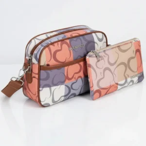 2 in 1 Borsa firmata Baci&Abbracci + portafoglio abbinato multitasche fantasia logo impermeabile zip borsetta